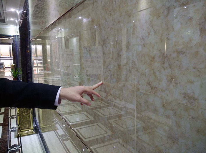217永信贵宾会微晶石铺贴墙面留缝